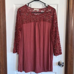 Women’s Burnt Orange Lace Blouse